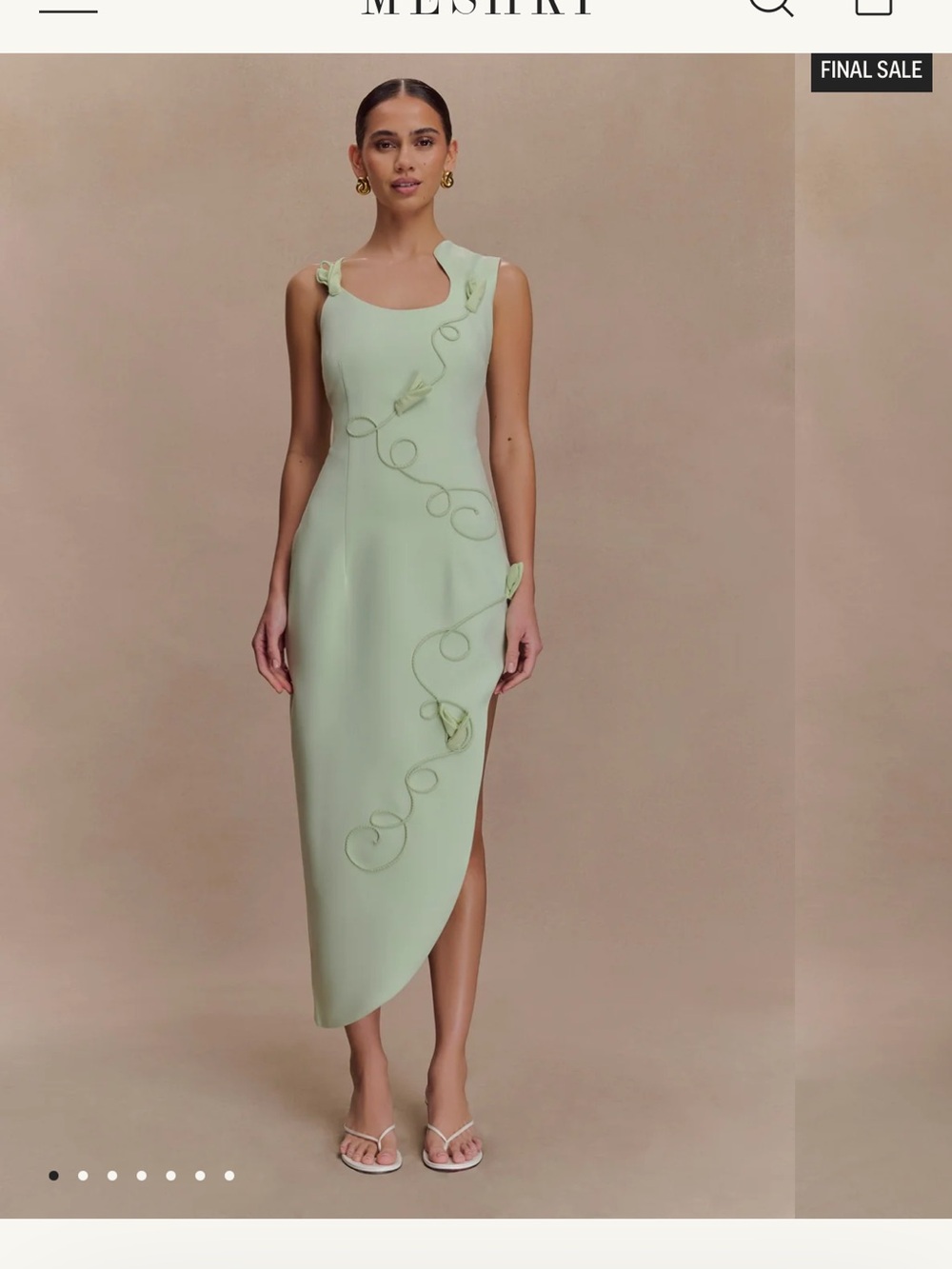 Meshki Virginia Suiting Pale Sage Green Sleeveless Midi Dress